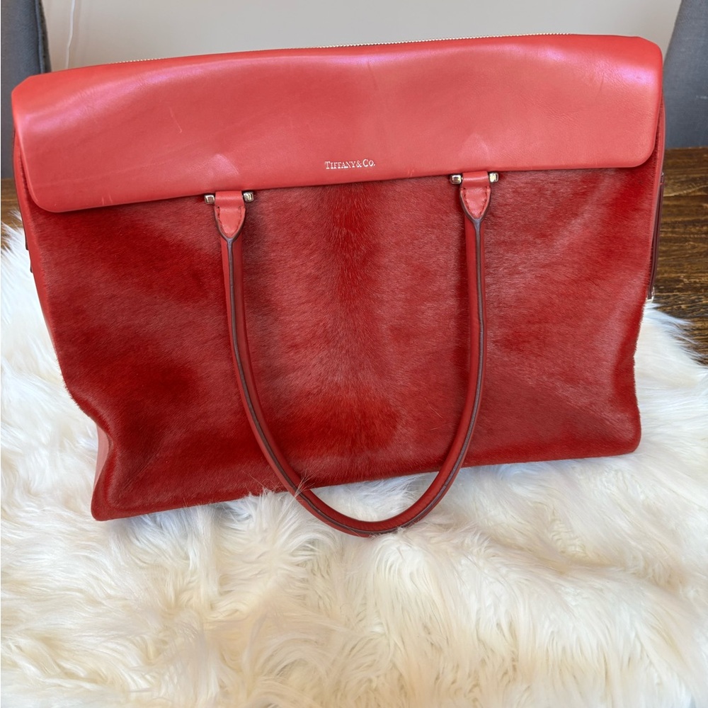 Tiffany & Co. Red Leather & Mohair Women's Bag